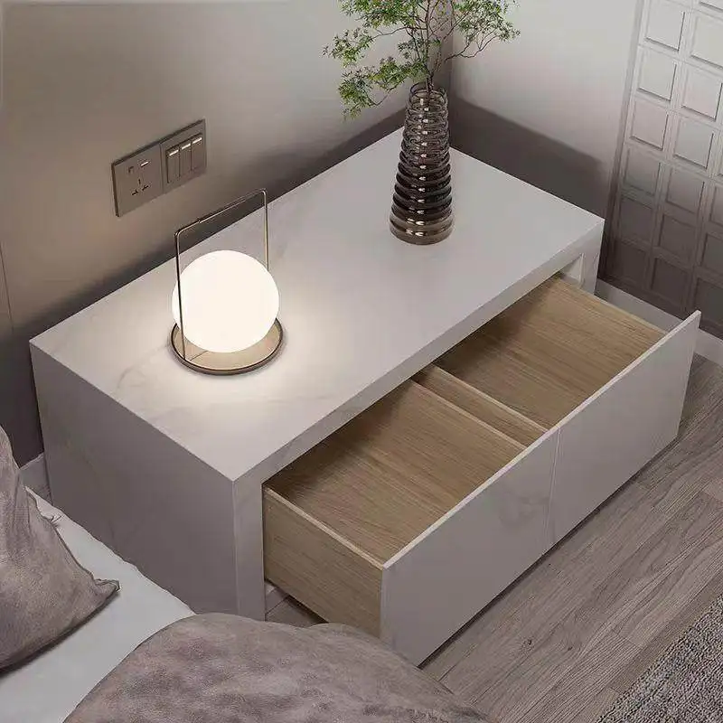 Italian slate bedside table simple modern light luxury bedroom Internet celebrity designer bedside storage with drawer