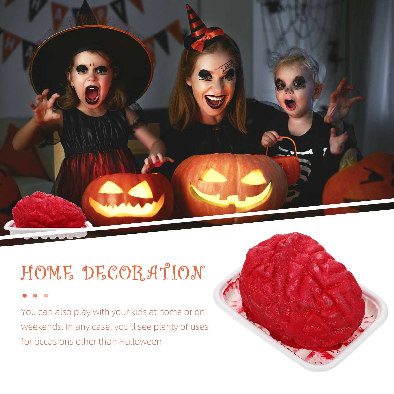 

Brain Heart Props Fake Body Parts Decor for Halloween Party Plastic Organ Model Toy ScaryDecoration WearResistant