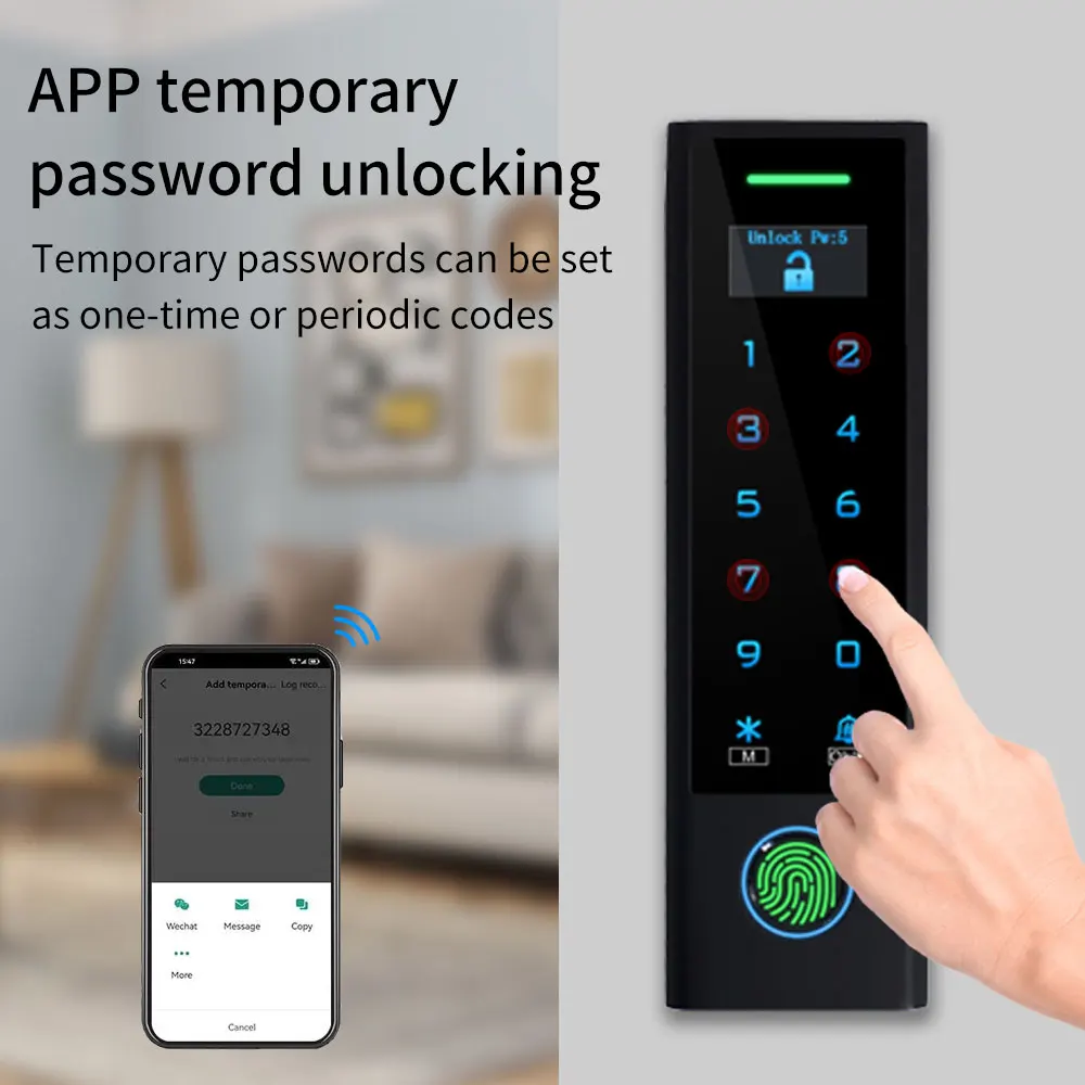 Waterproof Wifi Tuya APP Fingerprint Access Controller Standalone RFID Keyboard Touch Keypad with LCD 125KHz Door Opener System