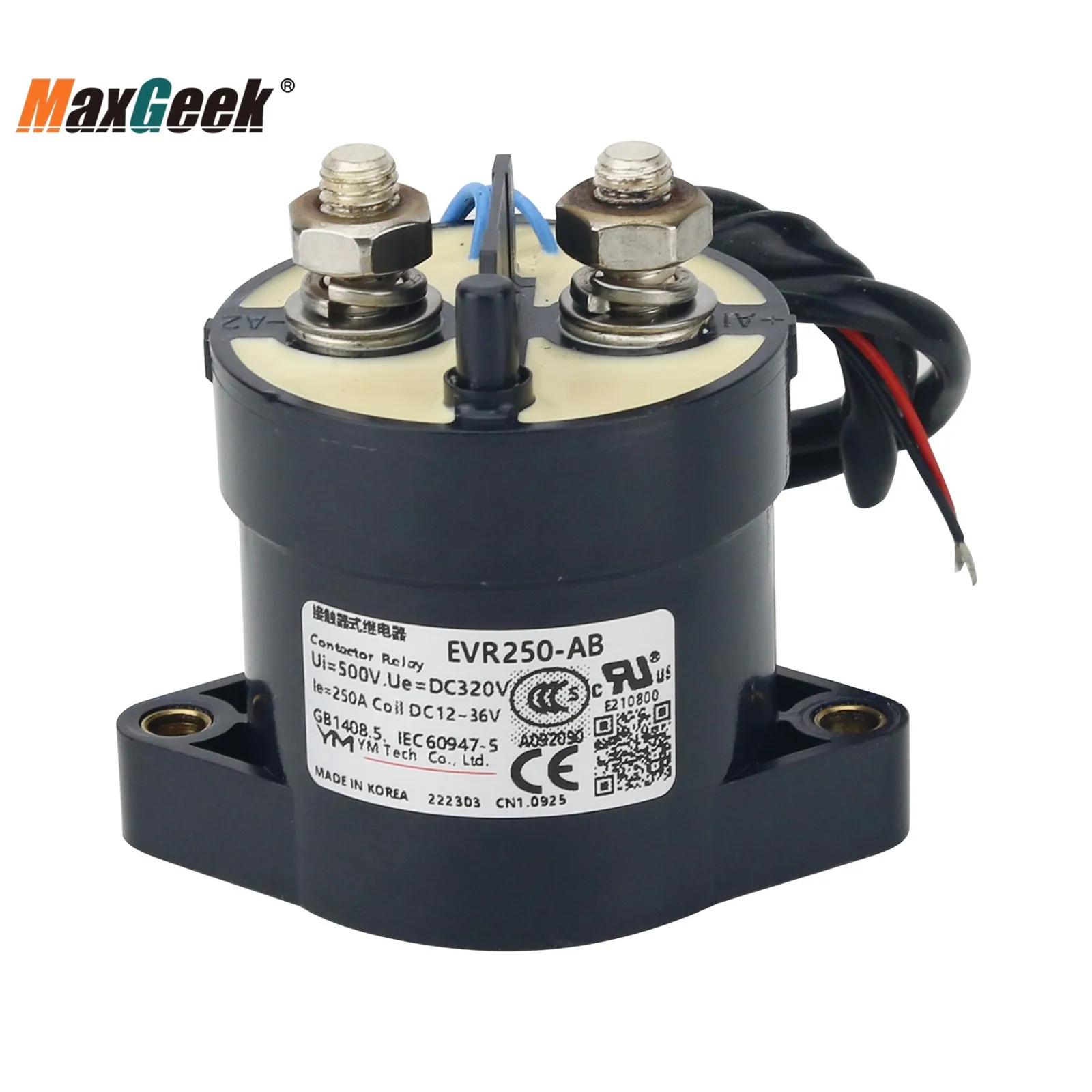 Maxgeek New Energy Resources EVR250-AB Coil 12-36VDC 320V/250A Electromagnetic Relay DC Relay Contactor for YM TECH