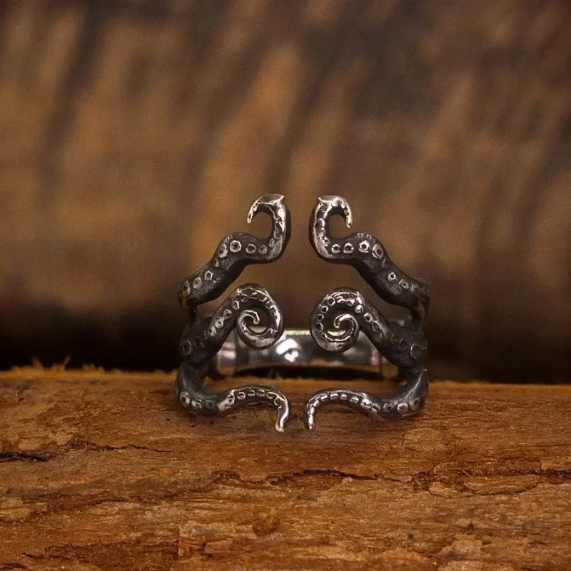 Retro Ethnic Buddhist Symbol Six-character Mantra Open Adjustable Ring for Men and Women Alternative Religious Jewelry