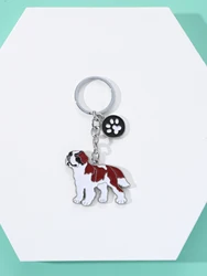 St.Bernard Dog Key Chains For Women Men Alloy Metal Dog Pendant Key Ring Car Keychain Bag Charm Keyring Gifts