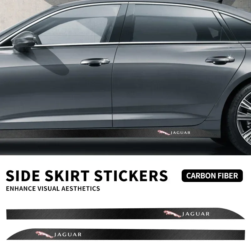 

2Pcs Car Door Side Skirt Sill Stripe Carbon Decals Accessories For Jaguar XE XF XJ F-Type F-Pace XKR XEL XFL S F XK XJL XJ6