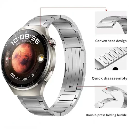 Imagen 2 del producto Correa de titanio de lujo de 22mm para Huawei Watch GT 5 Pro, pulsera de Metal de 46mm para Huawei Watch 3/4 Pro GT5 GT4 GT3/3P GT2/2e/2P