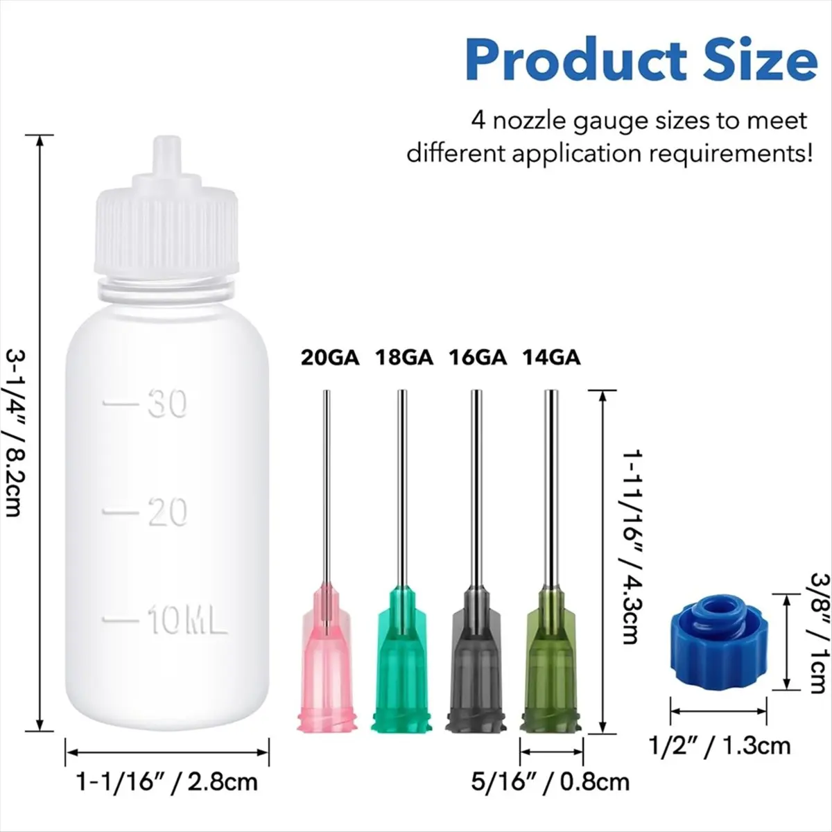 A013 30ml Plastic Squeezable Dropper Bottles with Blunt Needle-Tips for Glue, Paint, Craft and Oil Applications