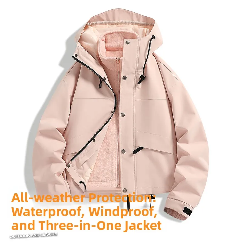 

Комплект 3-в-1: Теплый повседневный костюм для женщин на осень-зиму с капюшоном, на флисовой подкладке, для офиса и активного отдыха