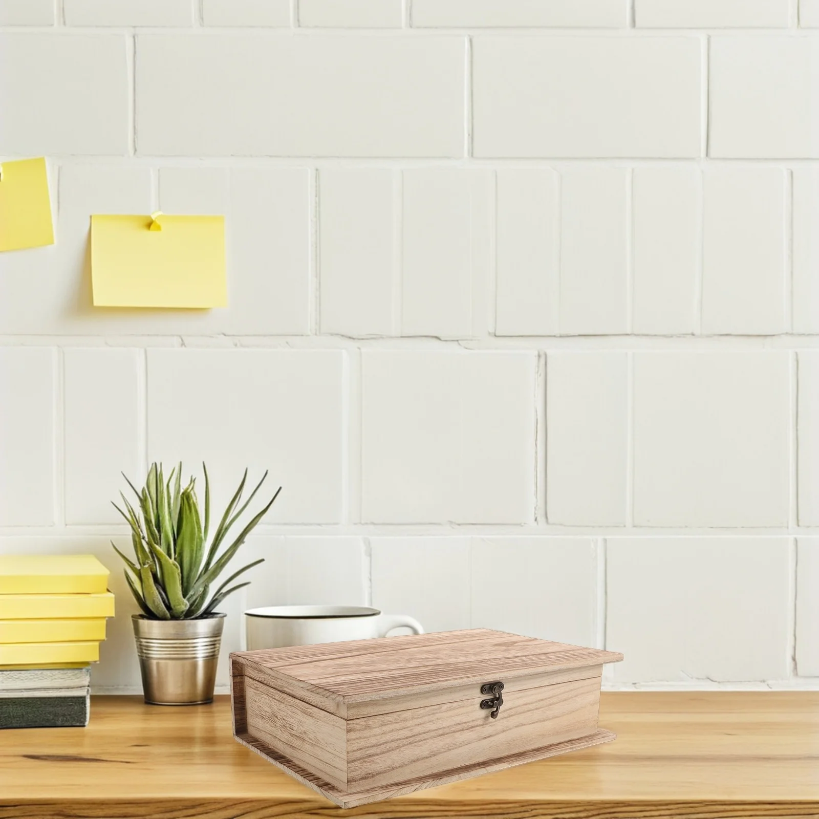 2 pezzi di scatola per ricordi in legno a forma di Bibbia con coperchio ribaltabile per gioielli, custodia per gingilli, organizer decorativo per libri di carte