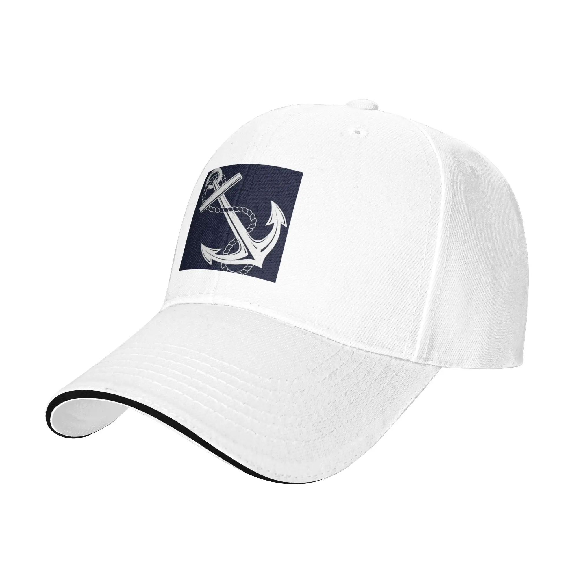 Anchor Nautical White And Navy Cap Fashion Casual Baseball Caps Adjustable Hat Hip Hop Summer Unisex Baseball Hats Customizable