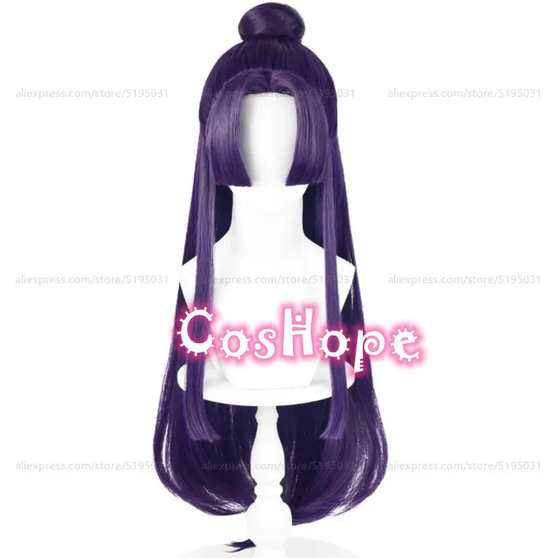 

Vivi 2025 Jinshi с булочкой 85 см длинный темно-фиолетовый парик аниме косплей термостойкие синтетические парики