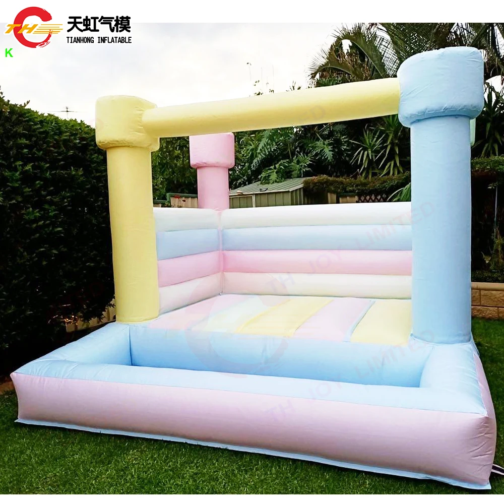 4x3m Macaron Inflatable Bouncer with Ball Pool Inflatable Bounce House Carnival Rental Inflatable Toys with Blower