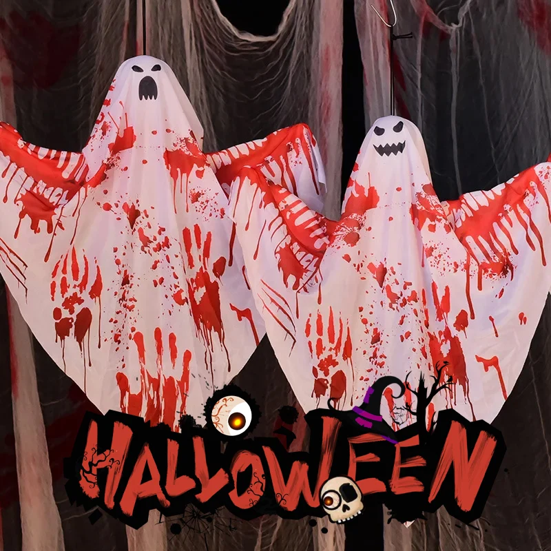 Creepy Floating Ghost Decoration Realistic Blood-Stained Phantom for Halloween Haunted House Horror Maze Themed Party Setup