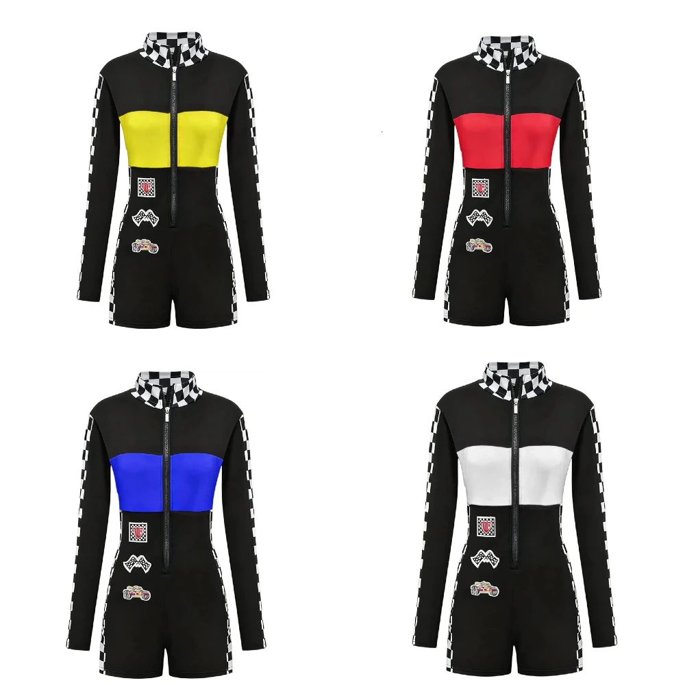 

Halloween Racing Suit Cosplay Set Women F1 Jumpsuit Motorcycle Outfit Club Dancer Uniform Cheerleader Stage Performance Costume