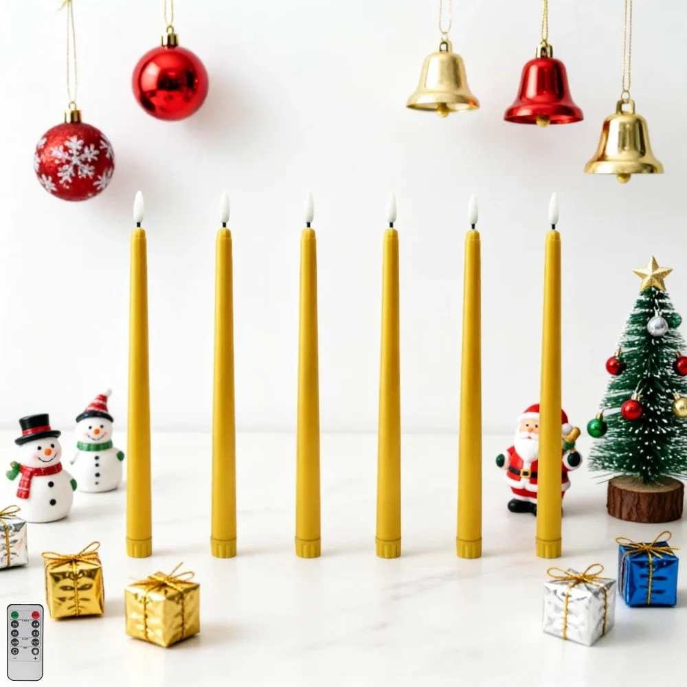Remote Control Timed Golden Long Pole Electronic Candle, Used for Christmas Halloween Wedding Table Window Sill Foyer Decoration