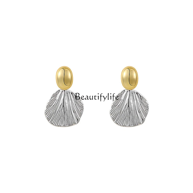 Metal Shell Texture Earrings Niche Design High-Grade Earrings Female Temperament Earrings