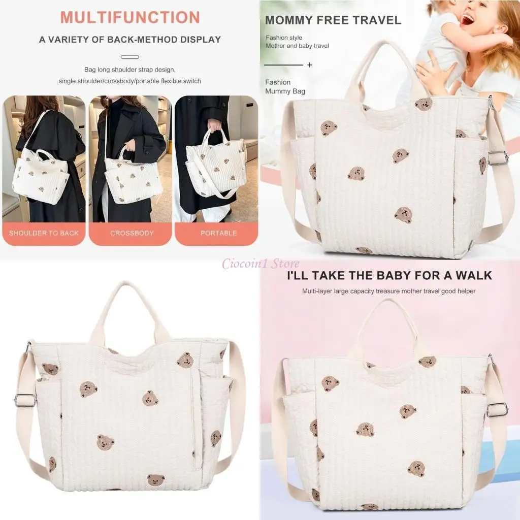 

Y1UB Multifunctional Diaper Bag For Mom Spacious with Multiple Pockets Travel Handbag