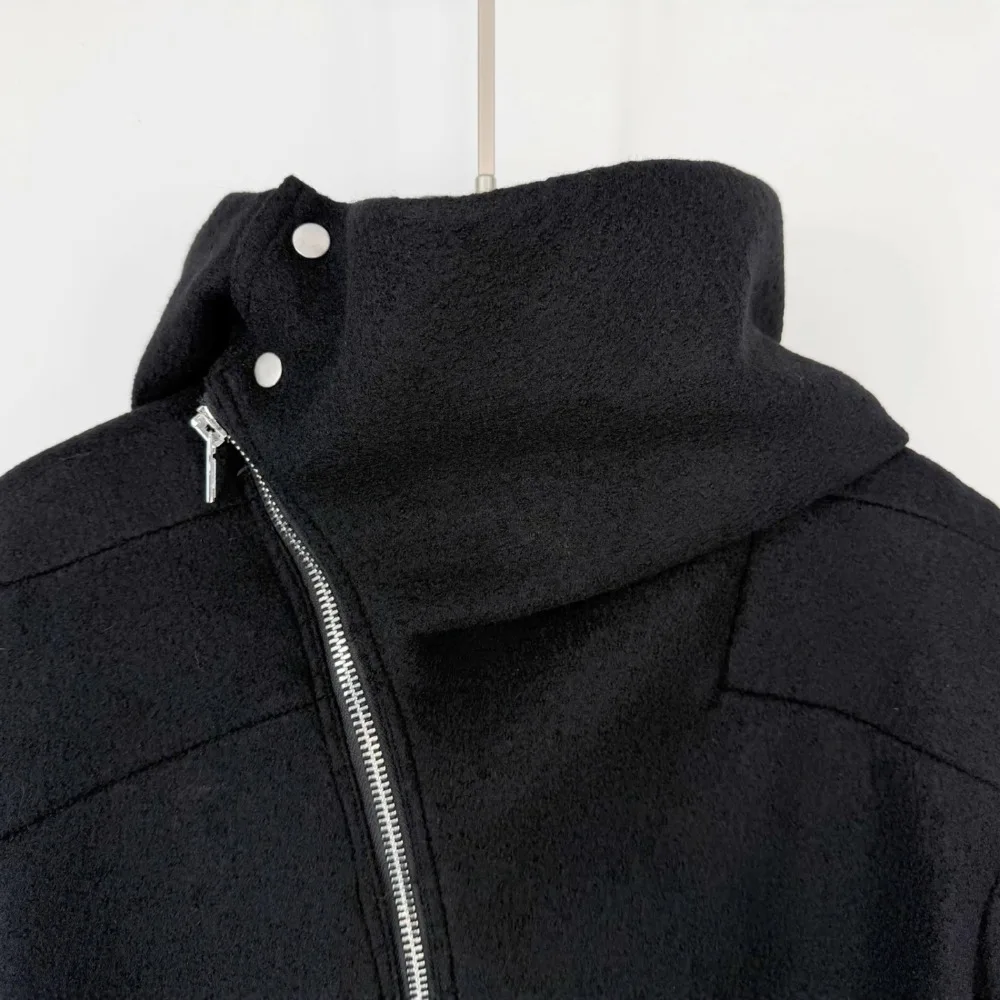 Chaquetas de lana con capucha estilo High Street Dark RO, sudaderas cortas de lana negra para hombre, chaqueta voladora, ropa de calle versátil