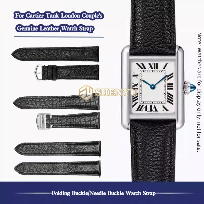 

14 16 18 20 22 23 25 мм черный кожаный ремешок для Cartier London пара личи с рисунком воловьей кожи круглый ремешок из крокодиловой кожи