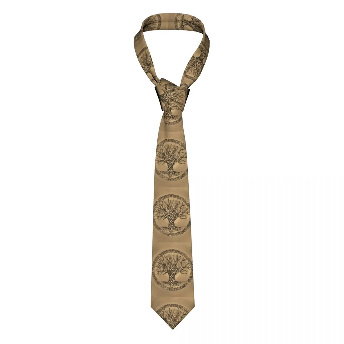 Fashion Tree Of Life Sepia Neck Ties Men Custom Silk Vikings Yggdrasil Necktie for Party Gravatas