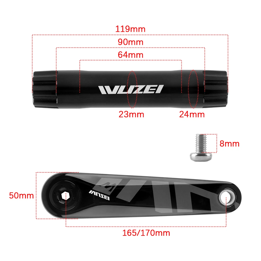 WUZEI Kohlefaser-Rennrad-Kurbelgarnitur, 165 mm, 170 mm, 3-Loch-Direktmontage, AL-7075, 24 mm Achse für Shimano 105 R7000 Ultegra R8000 – Detail 6