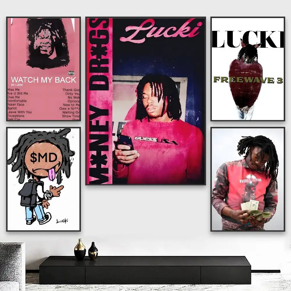 Rapper WAKE UP LUCKI Poster HD art sticky wall waterproof home living room bedroom aesthetic decoration