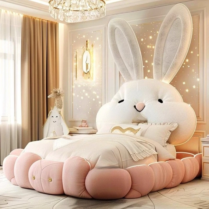 

Girl room, single bed, pink cute girl bedroom bed, rabbit bed