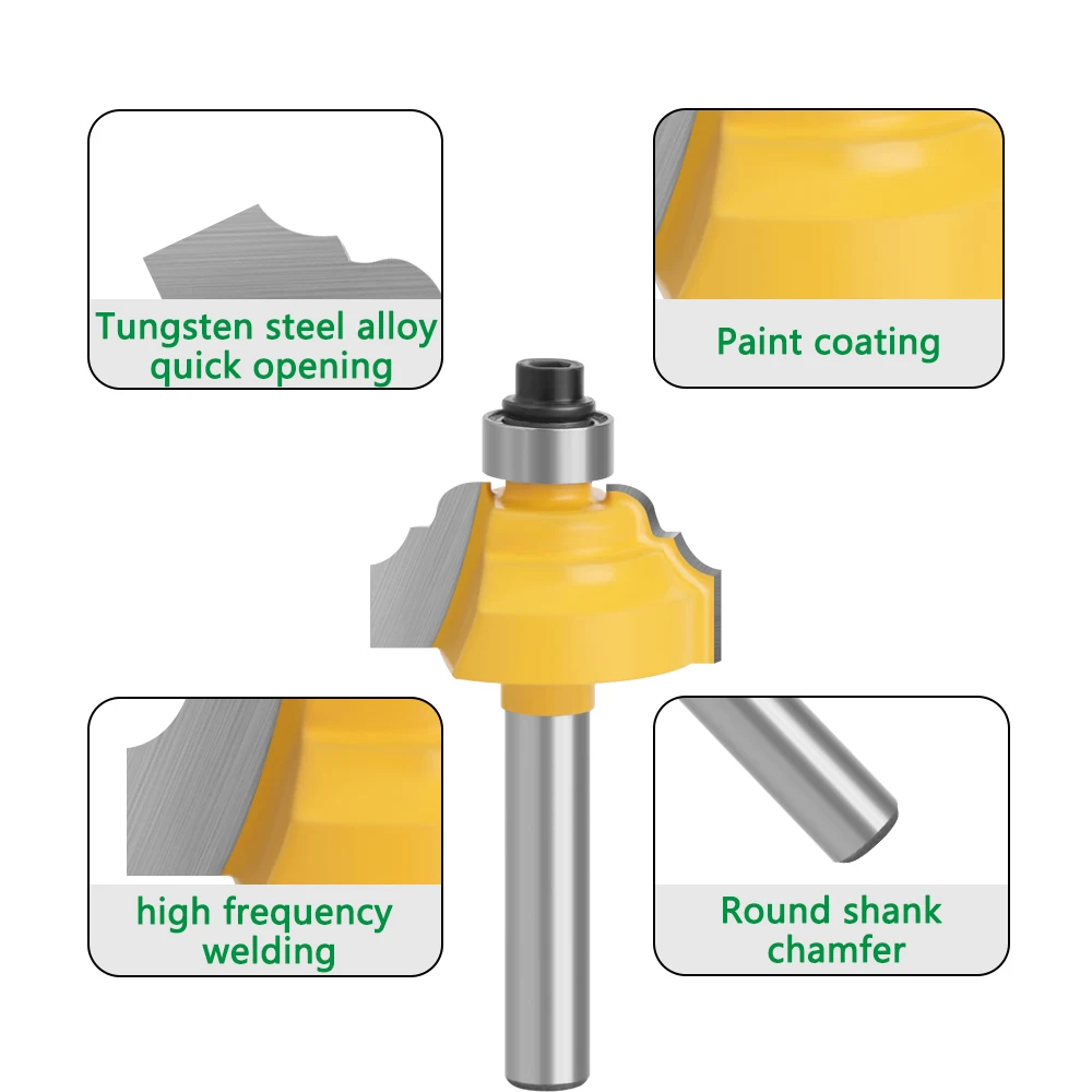 3pcs 1/4 Shank Wood Router Bits Set Beading Bit Roman Ogee Bit With Bearing Double Flutes Woodworking Tools Tungsten Carbide 062