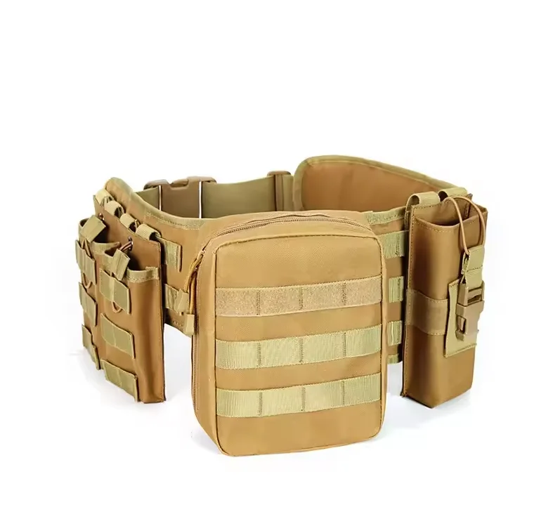 

Набор тактических ремней для охоты и боевых действий на открытом воздухе, многофункциональный мягкий тактический ремень с камуфляжными карманами для аксессуаров.