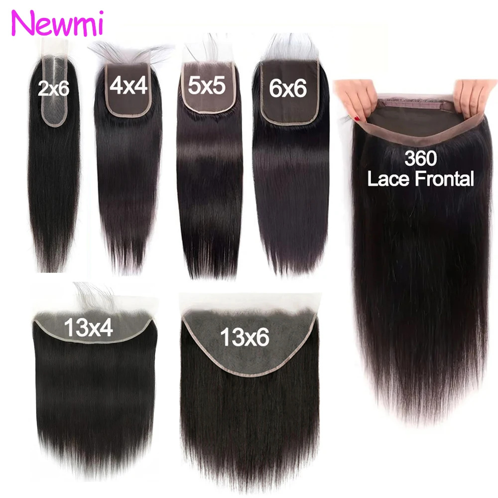 Newmi Straight 13x6 Lace Frontal Only 2x6 4x4 5x5 6x6 Lace Closure Transparent 360 Lace Closure Brazilian Virgin 100% Human Hair