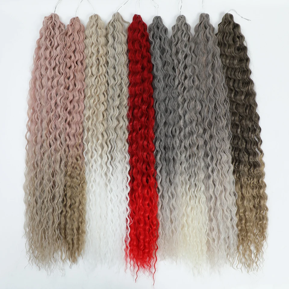 Ombre Brown Ariel Curl Плетение волос 22 30 дюймов Волна воды Твист Вязание крючком Волосы Синтетические вязанные крючком косы Розовые афро кудри