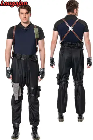 Leon Cos Kennedy Resident 4 Remake Cosplay Fantasia Costume Jacket Pants Outfits Halloween Party Disguise Clothes for Man