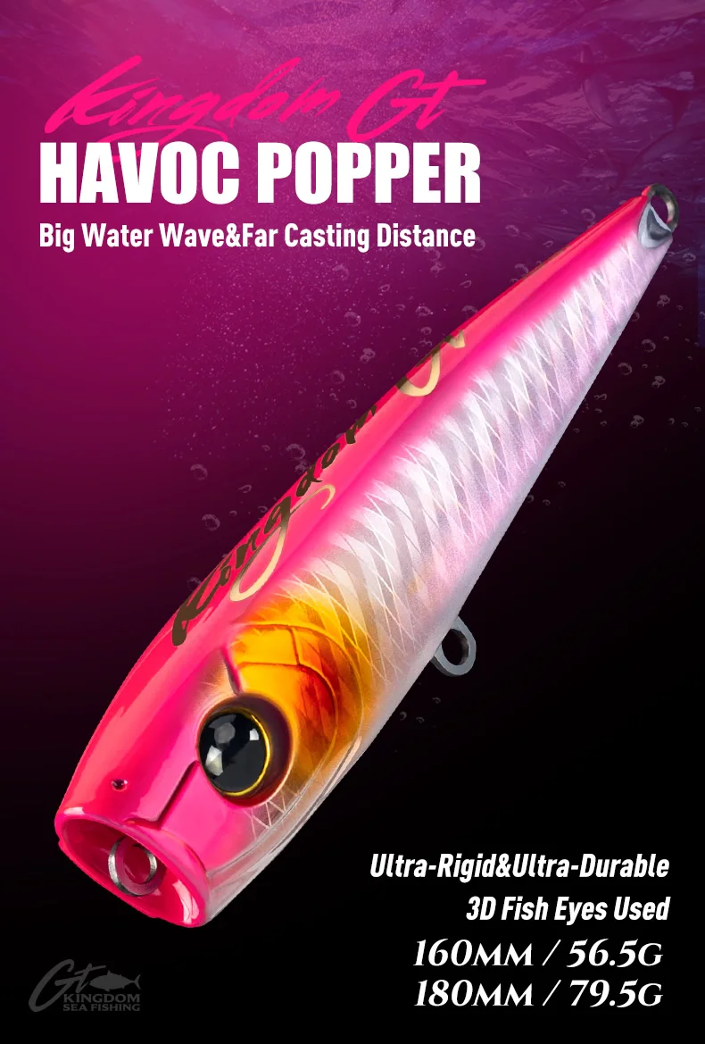 YOOFISH GT Angelköder Topwater Popper 56,5 g 79,5 g 160 mm 180 mm künstliche harte Köder Salzwasser-Thunfisch-Angelköder Wobbler – Detail 1