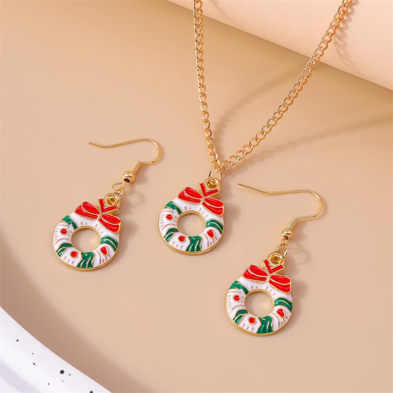 Mode Frohe Weihnachten Baum Schneemann Hirsch Baum Halskette Ohrringe Schmuck-Set für Frauen Mädchen Neujahr Festival Schmuck Geschenke – Detail 29