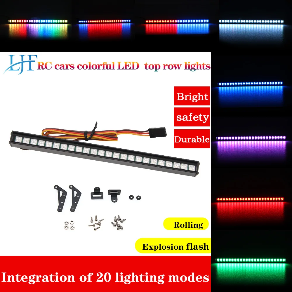 

155MM white red blue colorful metal Top Row Lights CH3 control LED suitable for 1/10 analog climbing vehicle SCX10 II AXIAL L1