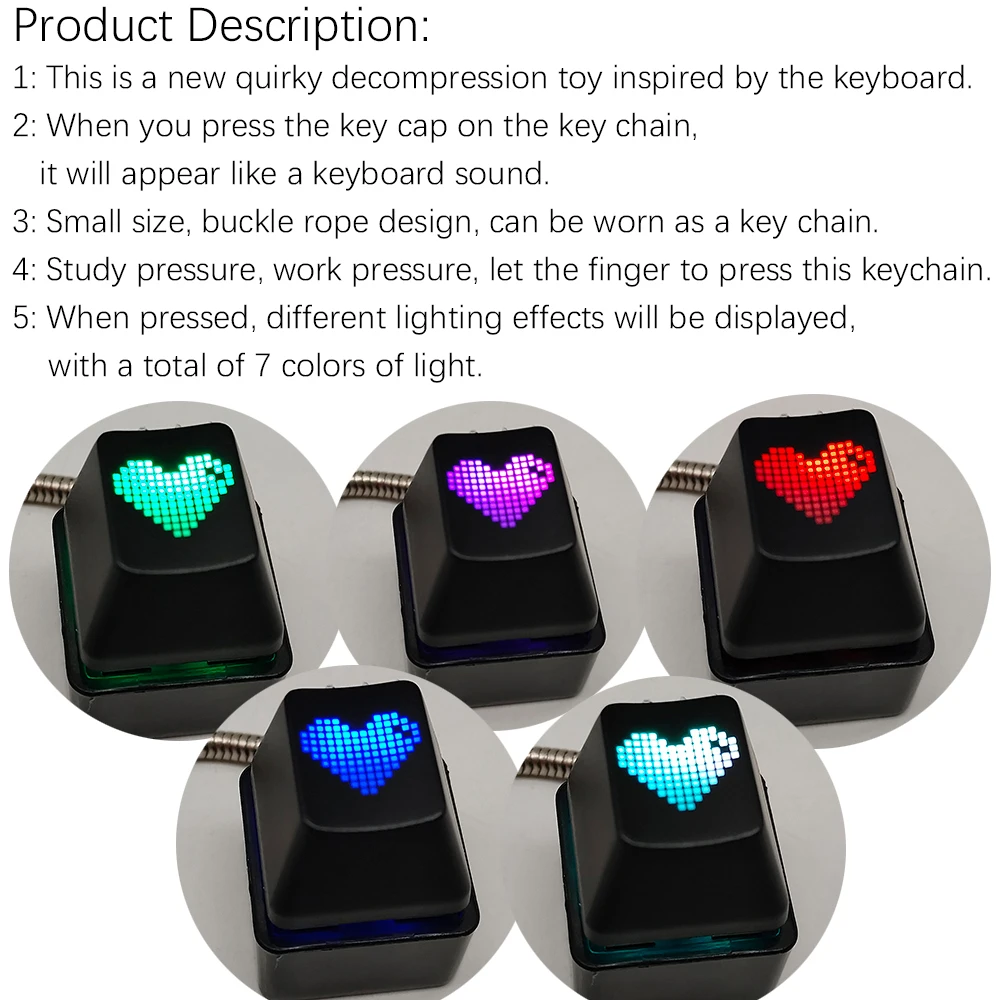 Mechanical Keyboard RGB Keychain Colorful Tester Fingertip Leisure And Entertainment Keychain For Men,Office Rtress Relief Toy