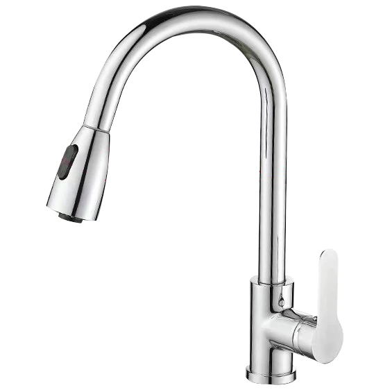 

Deck Mounted Pull Out Kitchen Faucets Single Hole Spout Sink Mixer Tap Stream Sprayer Head