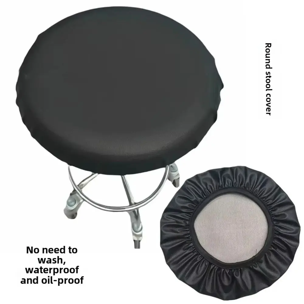 1Pcs PU Leather Chair Seat Cover Waterproof Slipcover Round Chair Cover 28-40cm with Elastic Bands Stool Seat Cushion Cover