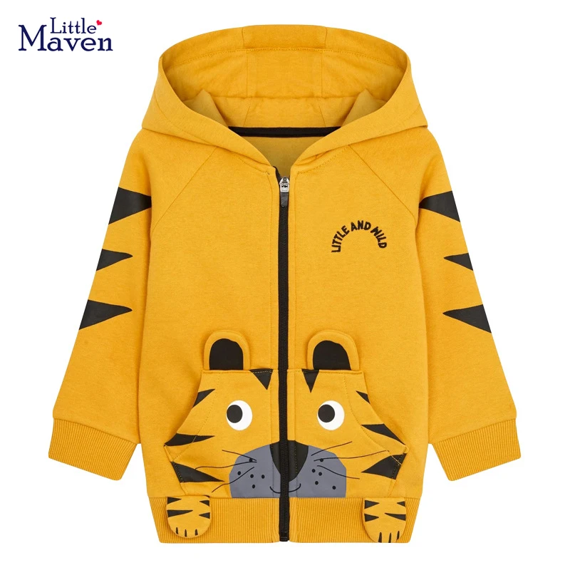 Little maven 2024 Baby Boys Jacket Coat Autumn Casual Clothes Children Lovely Tiger Hoodie New Fashion for Kids 2-7 year