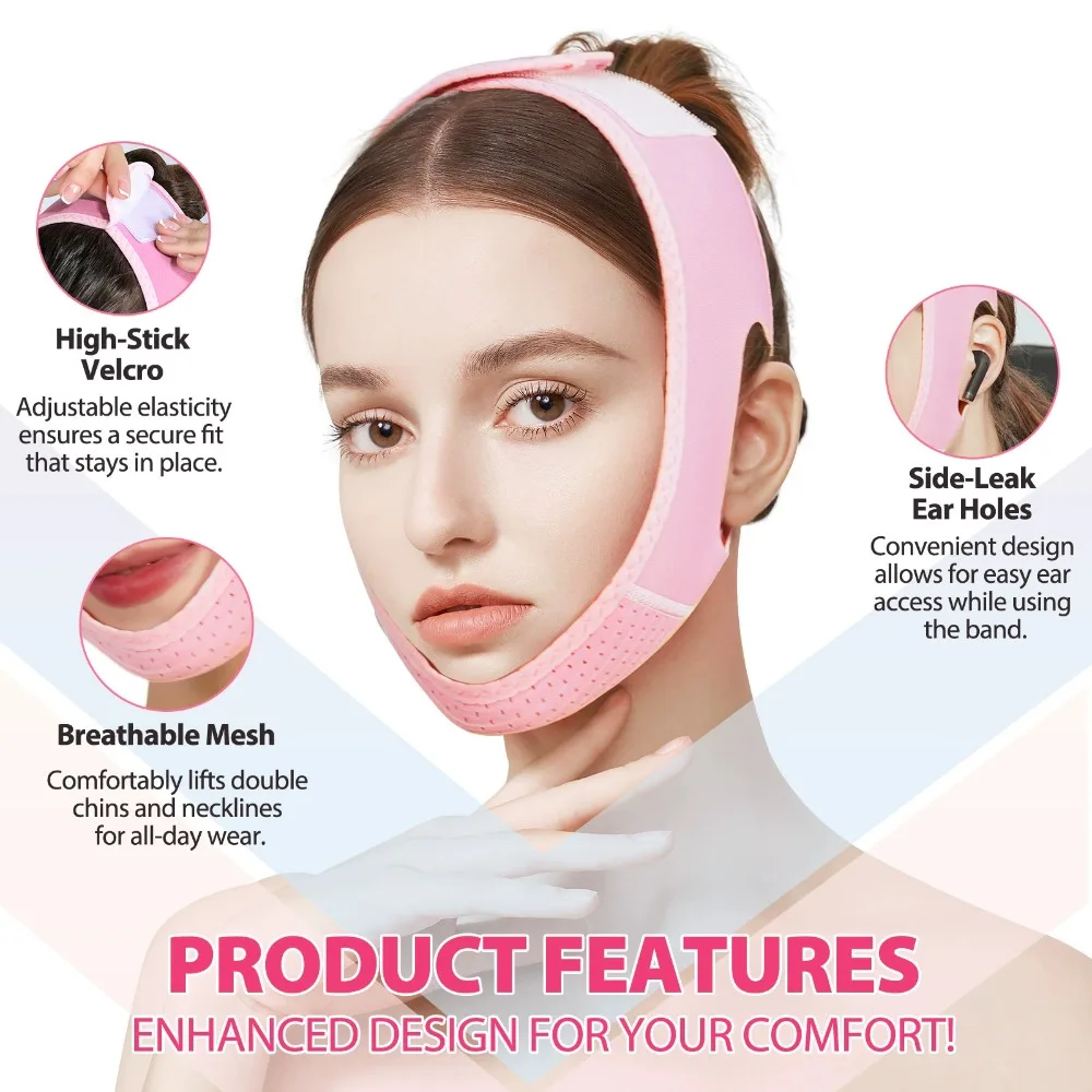 Breathable Face Slimming BANDAGE Chin Cheek Lift UP เข็มขัดผู้หญิง V Line Face Shaper นวดหน้าสายคล้อง Skin Care เครื่องมือความงาม