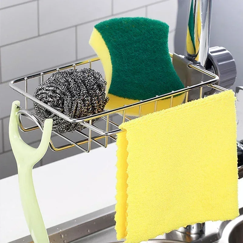 Kitchen Stainless Steel Sink Drain Rack Sponge Storage Faucet Holder Soap Drainer Towel Rack Shelf Organizer Kitchen Accessories image 5