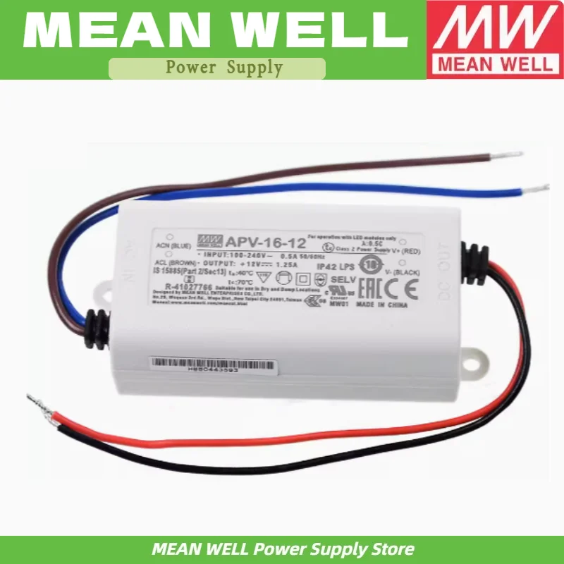 MEAN WELL APV-16 APV-16-12 APV-16-24 Single Output Switching Power Supply APV-16 12V 24V