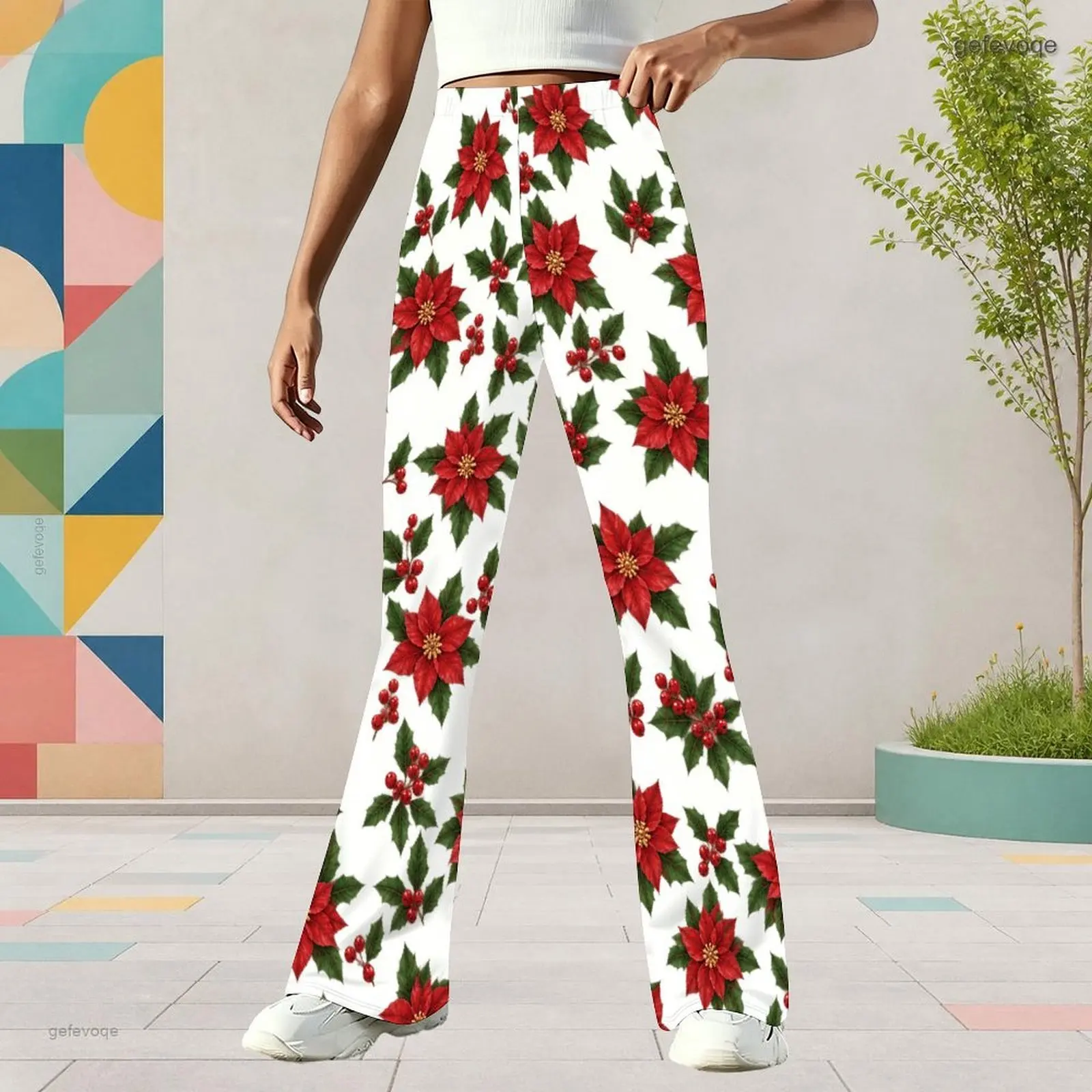 Winter Graphic Print Girls Flared Pants Cartoon Kitten Children Clothing Holiday Party Wear