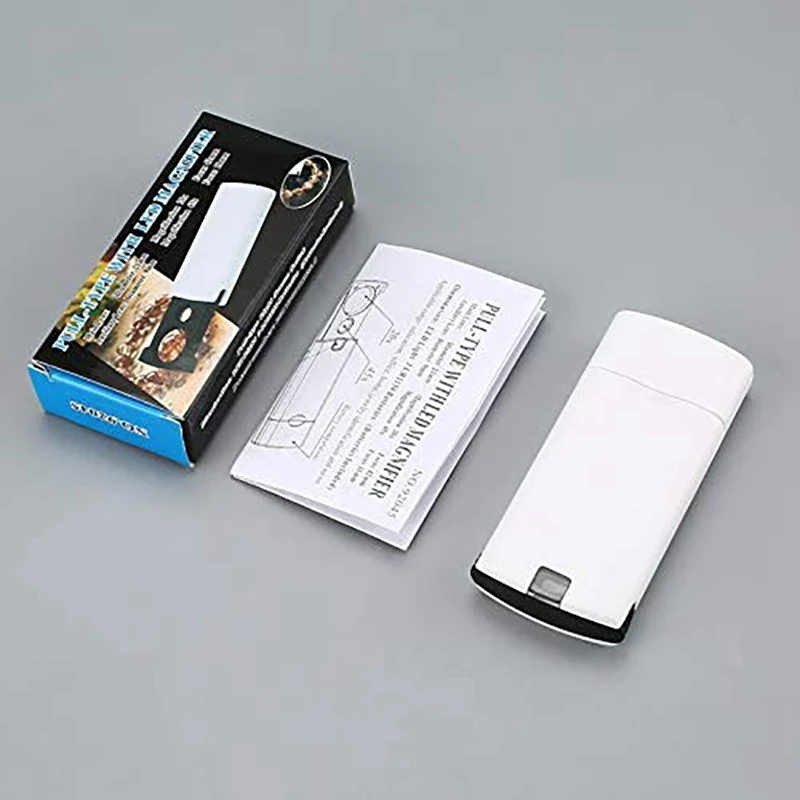 Hohe Vergrößerung 20-mal 45-mal tragbare Mini-Pull-LED-Lupe mit zwei Linsen zum Lesen im Home Office