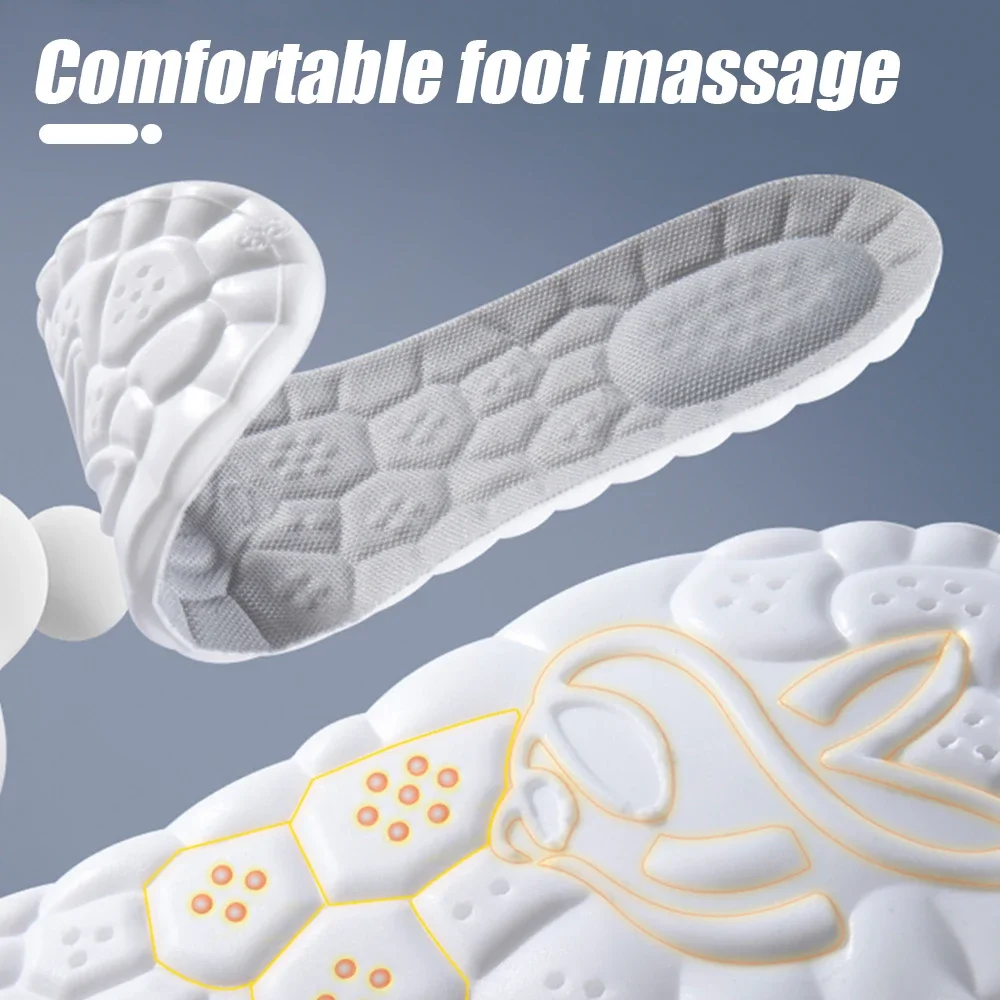 High Elasticity Massage Shoe Insoles Unisex Latex Sports Running Shoe Pads Arch Support Memory Foam Deodorant Cushions Inserts