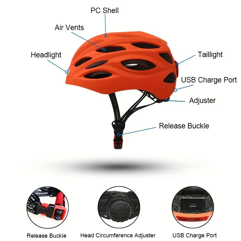 Bike Helmet With Light Motorcycle Led For Bicycle Tail Lights Cycling Mtb Electric Scooter Brake  Warning Mount Ir Red Rear Fast