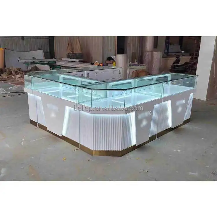 

Custom.Modern Shopping Mall Jewelry Kiosk Glass Jewellery Cabinet Jewelry Display Showcase