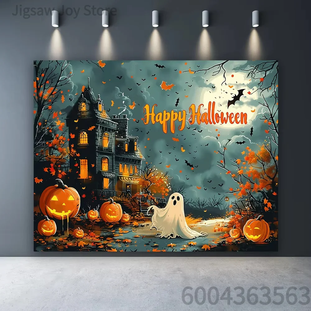 Spooky Cute Halloween Art Puzzle 500 1000 1200 2000 Piece Paper Puzzle Ghost Jack-o-Lantern Home Decoration Gift