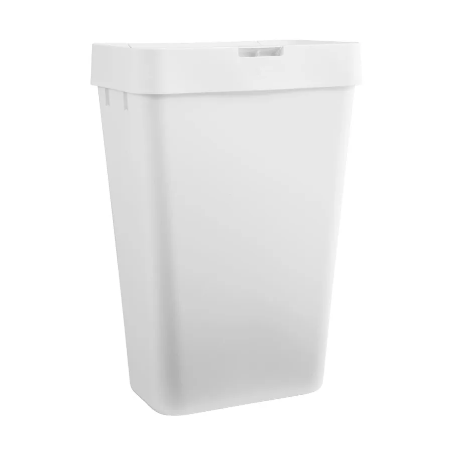 

12.2 Gallon Kitchen Indoor Trash Can with Touch Top Lid, Durable Plastic Garbage Bin for Home Office Use, Sleek White Design, S