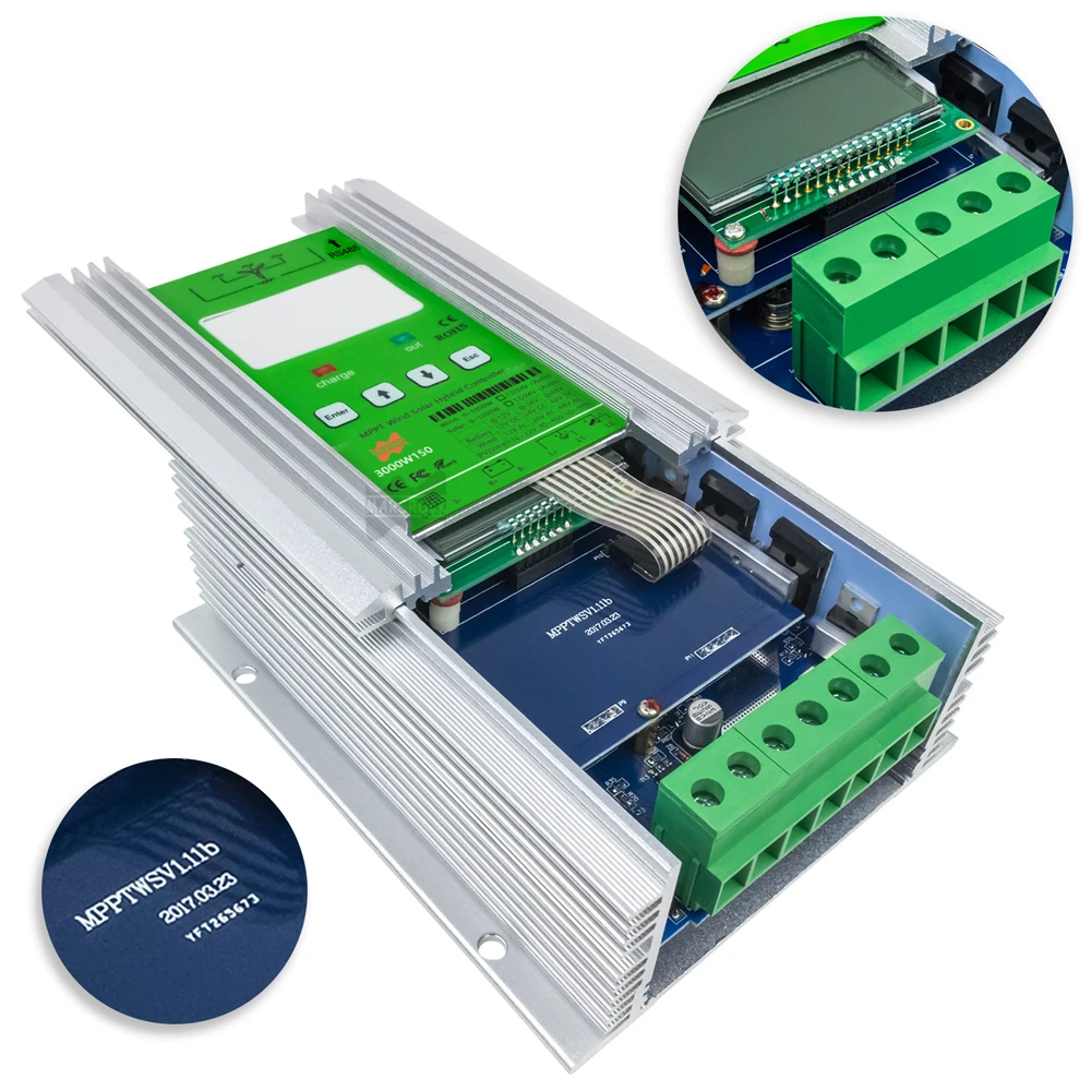 Imagem -04 - Controlador de Carga Híbrido com Equalizador 4000w 12v 24v 48v Auto Mppt para Solar e Vento Bateria de Lítio