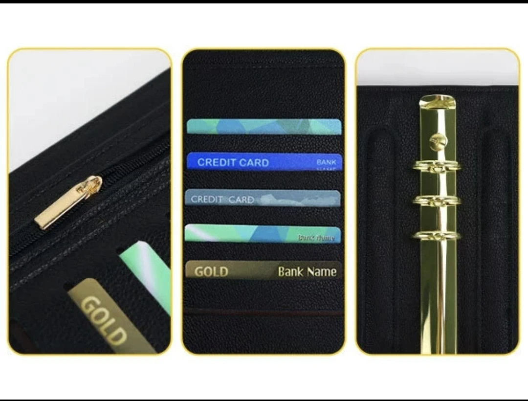 New A5 color-blocking large-ring binder 6 Ring Refillable Notebook Binder Planner Cover, PU Leather Loose Leaf