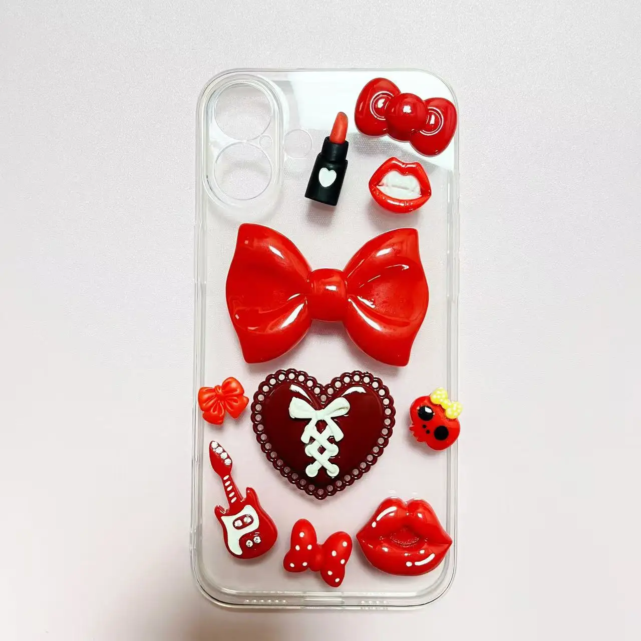 4 sztuk/zestaw luksusowe pełne diamentowe kokardki Hollow perła gwiazda serce lustro z Rhinestone miłość śmieci etui na telefon Ipadcase dekoracje Charms